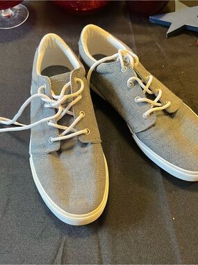 St. John's Bay Men's Light Gray Canvas Boat Shoes